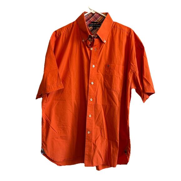 TOMMY HILFIGER Polo Mens Shirt XL Orange Preppy College Clemson Sports 80s - Picture 1 of 7